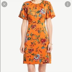 Ann Taylor Silky Orange Floral Dress , 00P